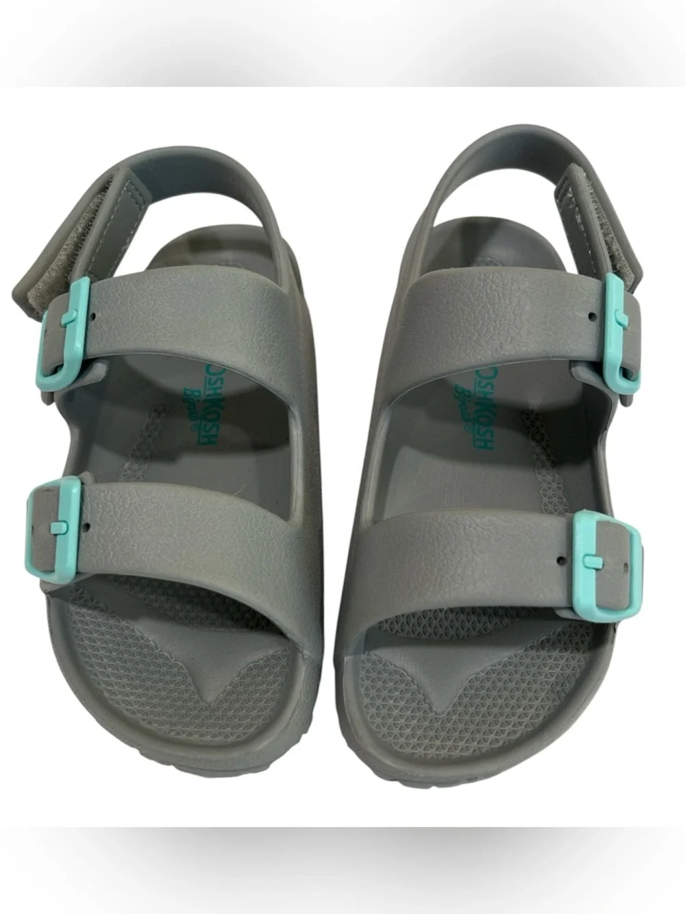 OshKosh B'gosh Gray Sandals with Teal Buckles
